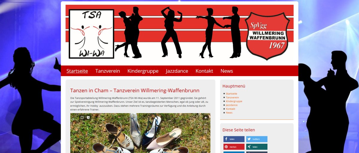 Vereinswebseite in WordPress erstellen Tanzschule in Cham